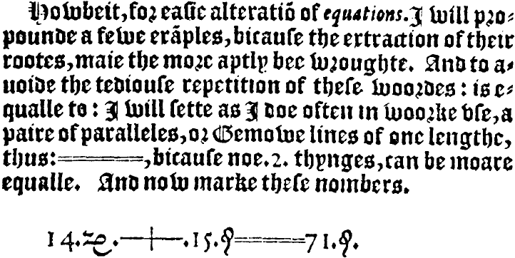 Introduction of the equal sign in Robert Recorde’s book ‘The Whetstone of Witte’