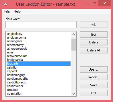 Editor for user lexicons