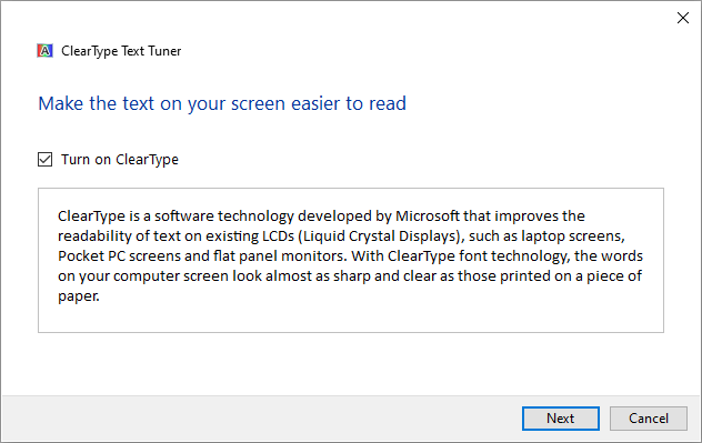 Microsoft ClearType Text Tuner