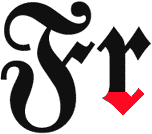 Gothic typeface (blackletter) with scutulate, diamond-shaped serif