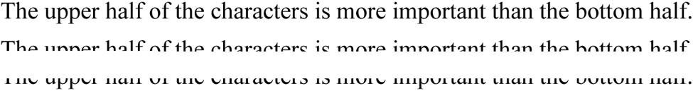 Full letters and upper and lower halves of letters