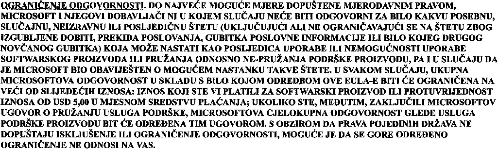 Croatian license agreement in uppercases