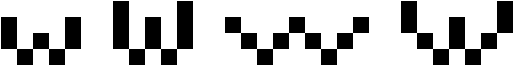 Enlarged versions of w and W letters composed of smallest amount of pixels
