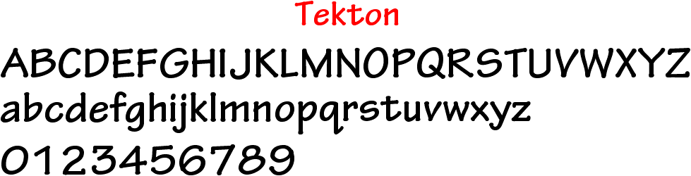 Tekton typeface with round serif
