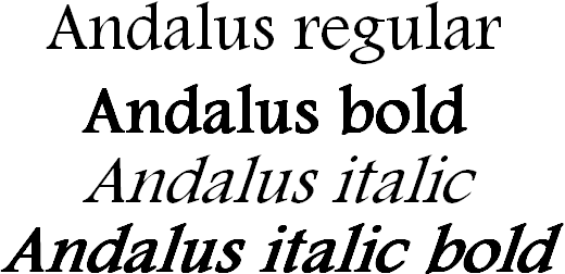 Text line in varying typestyles
