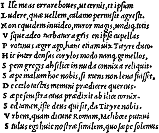 Page of book printed by Aldus Manutius in the Aldine font
