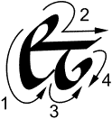 Ampersand symbol of Marcus Tullius Tiro with pen strokes