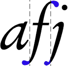 Kern of the italic letters f and j