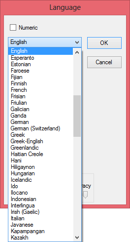 Control panel with supported languages