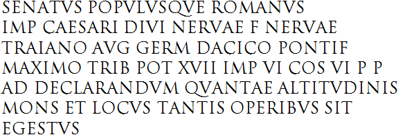 Text of the inscription on Trajan’s column (Rome)
