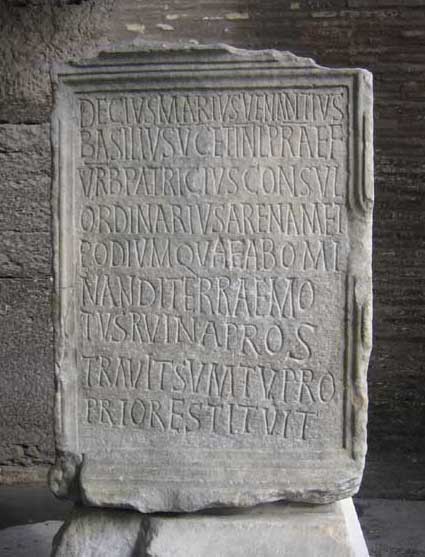 Roman monument with scriptio continua