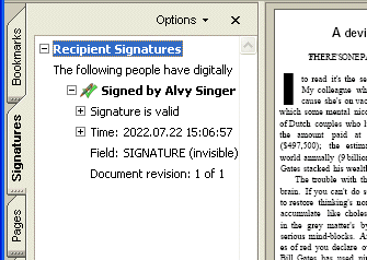Digitally signed PDF file