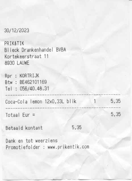Greyscale image of receipt
